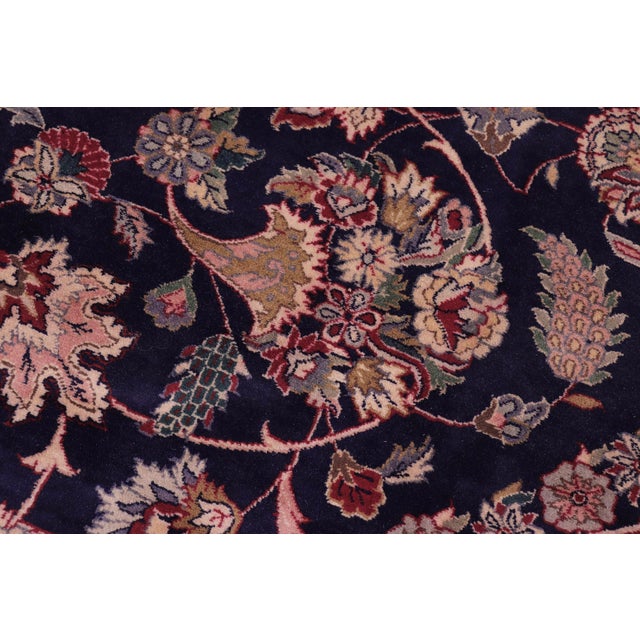 Art Nouveau 1990's Tabriz Pak-Persian Blue/Ivory Wool Rug - 9'2'' X 12'5'' For Sale - Image 4 of 9