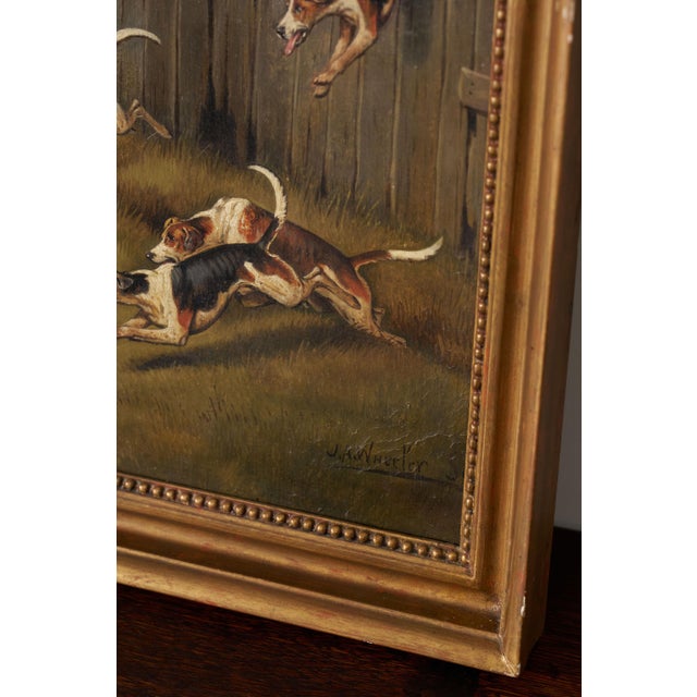 19th Century 19th Century Oil on Board 'Gone Away' Signed by John Arnold Wheeler (1821-1903) in Gold Frame For Sale - Image 5 of 7