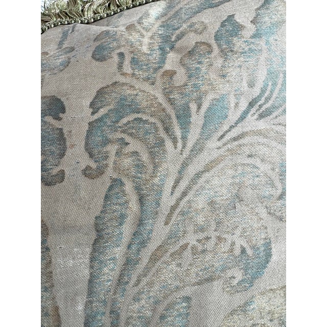 This is a pair of handcrafted vintage Fortuny pillows. This vintage mid-century fabric was handcrafted in Italy by Fortuny...