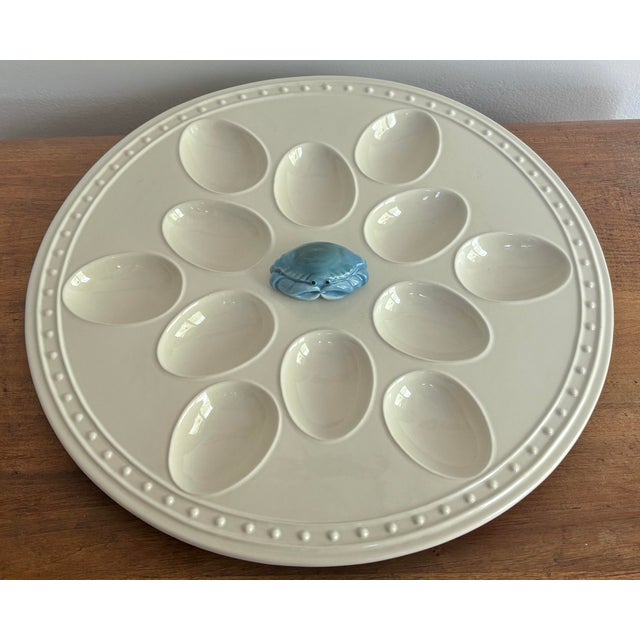 Villeroy & Boch Coastal Blue Crab Egg Platter For Sale - Image 4 of 6