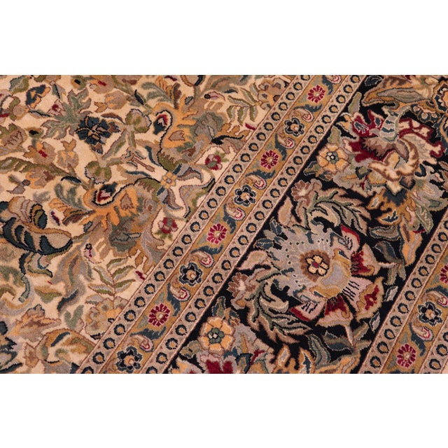 Floral Pak-Persian Ivory/Black Wool Rug - 9'0'' X 12'5'' For Sale - Image 4 of 9