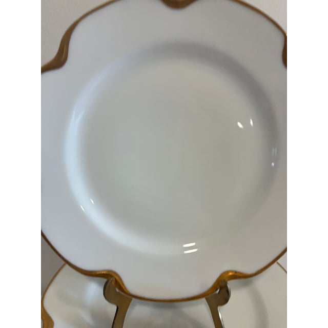 White Antique Haviland & Co. Limoges Gold Scalloped Rim Plates, Set of 11, France For Sale - Image 8 of 12