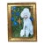 Contemporary Standard White Poodle Dog Small Print by Judy Henn Gilt Wood Frame For Sale