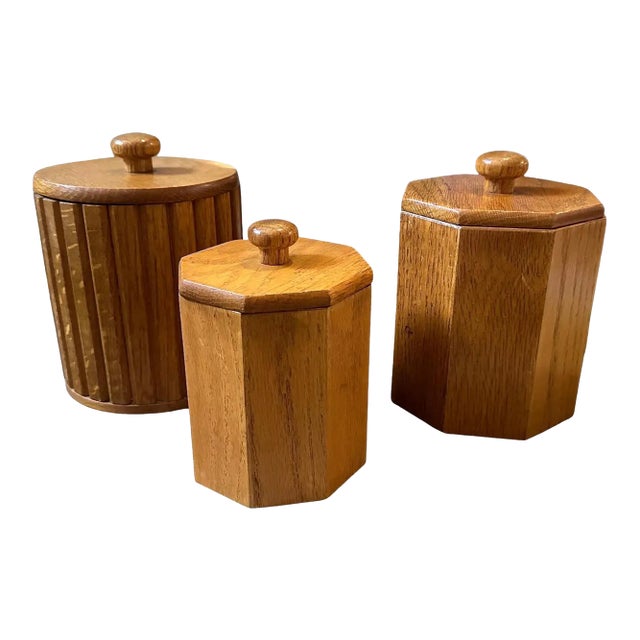 Set of Three 1960s Scandinavian Style Wood European Ice Buckets For Sale