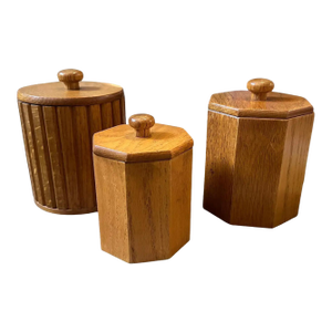 Set of Three 1960s Scandinavian Style Wood European Ice Buckets