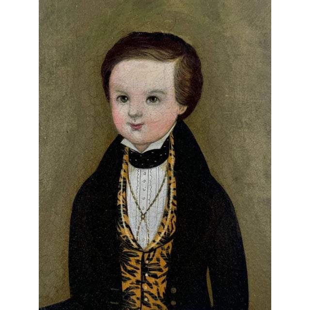 Green Lot of 5 American School Folk Art Oil on Canvas Paintings For Sale - Image 8 of 17