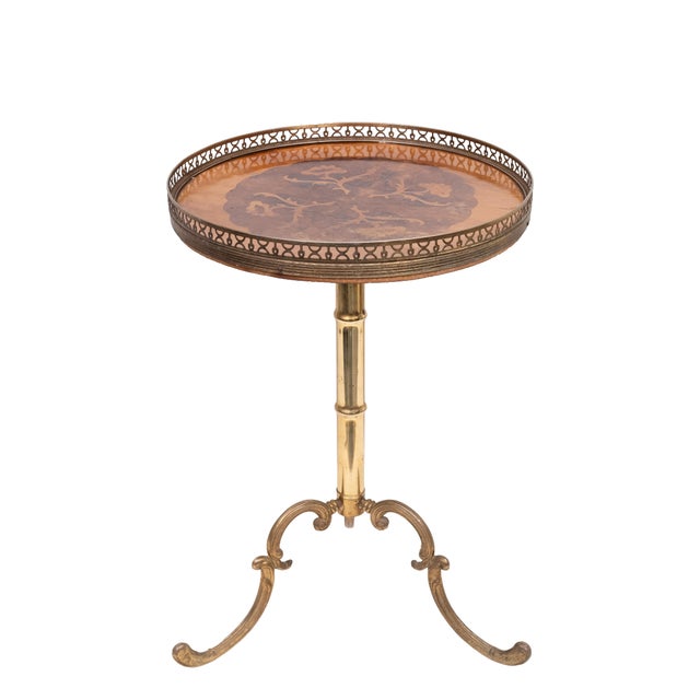 Mid-Century Modern Italian Wood Inlay Side Table, 1950s For Sale - Image 9 of 9