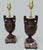 Antique Pair French Bronzed Townley Pair Table Lamps Rouge Marble Grand Tour 19c For Sale - Image 6 of 11