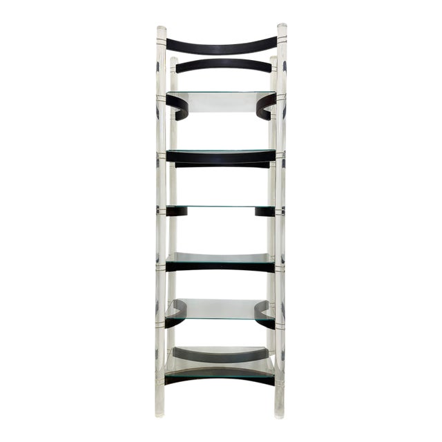 Vintage Lucite, Rosewood Etagere, Charles Hollis Jones Style For Sale