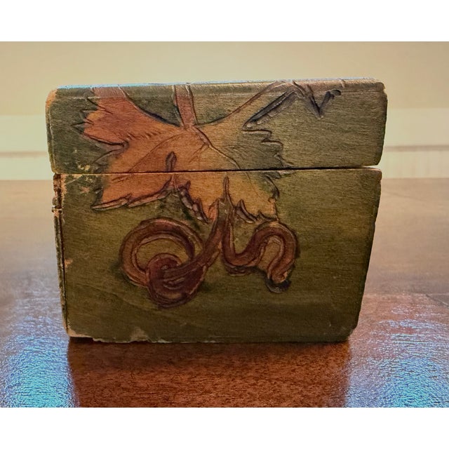Early 20th Century Antique 1920's Pyrography Box Grape and Leaf Motif For Sale - Image 5 of 9