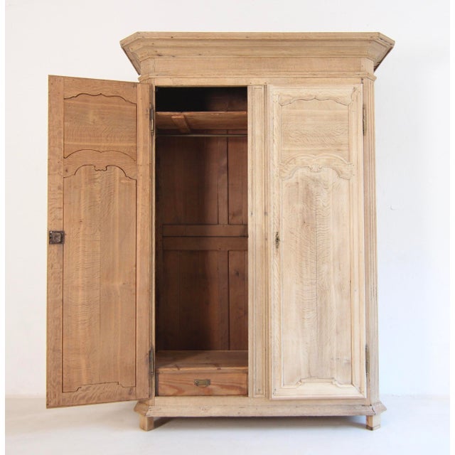 19th Century Belgian Bleached Oak Wardrobe For Sale - Image 6 of 18