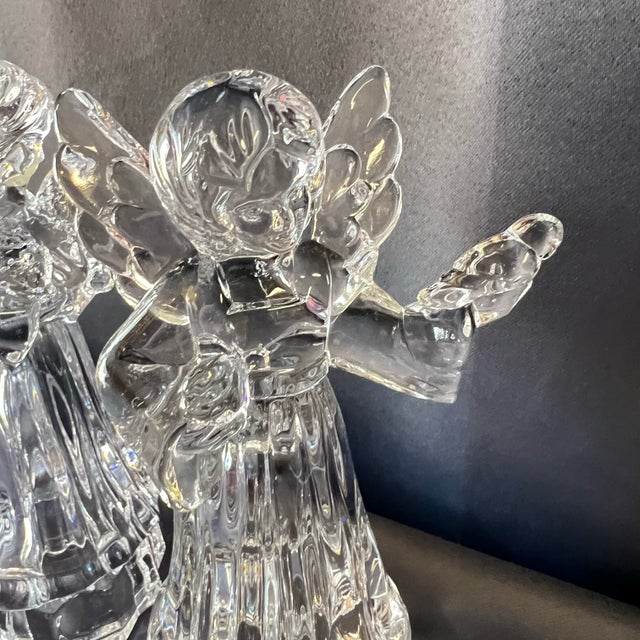 Glass Vintage French Crystal Musical Angel Trio, Sculptural Holiday Decor For Sale - Image 7 of 9