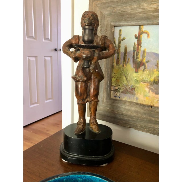 Brown Victorian Style Bronze Butler Monkey Candle Holder For Sale - Image 8 of 11