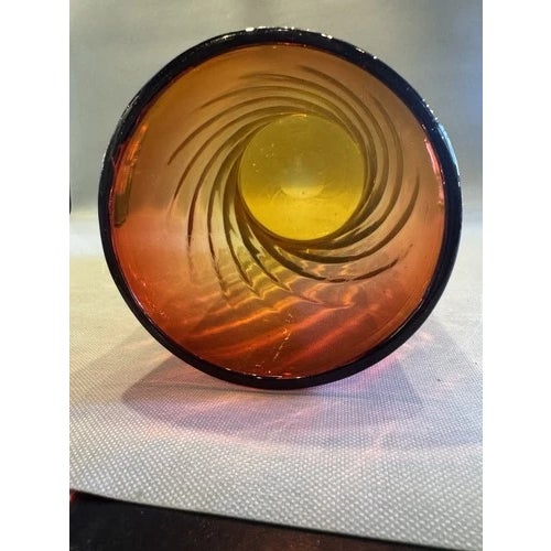 9.5" Antique Victorian Amberina Swirl Art Glass Vase For Sale - Image 9 of 12