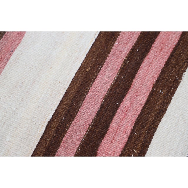 1980s 1970s Antique Cream Striped Small Rug For Sale - Image 5 of 9