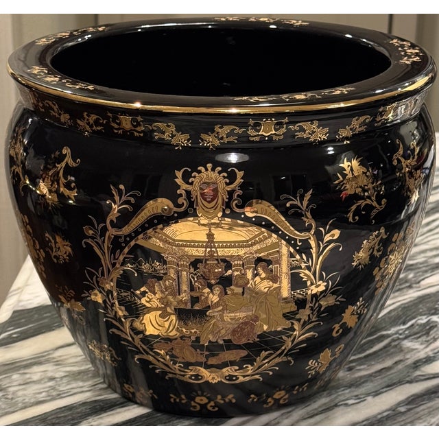 Large Scale 12” Regency Style Cache Pot in the Manner of Versace For Sale - Image 10 of 14