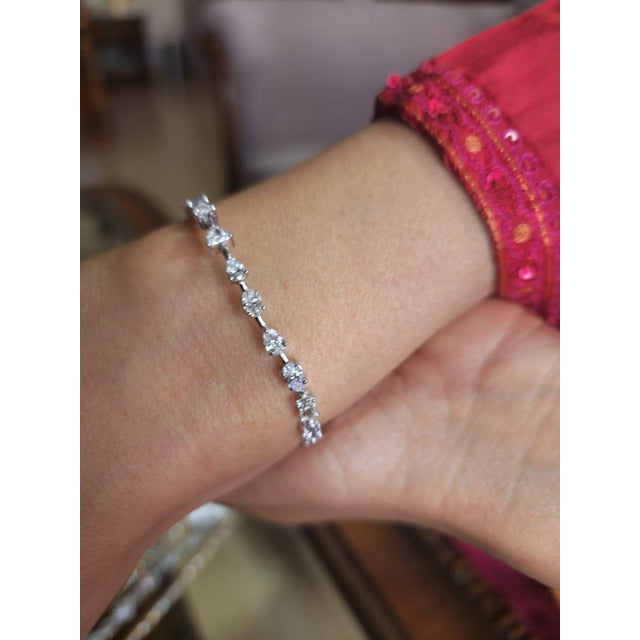5 Carats Natural pear Trillion &amp; Square Diamond Bracelet in 18k White Gold 18 Karat Gold 10.3 gm Alternating all four...