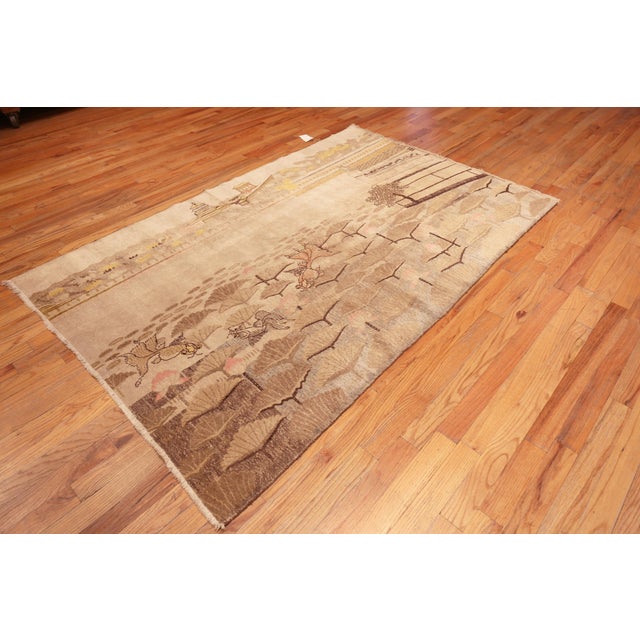 Small Charming Pictorial Antique East Turkestan Khotan Rug, Country of Origin: East Turkestan, Circa Date: 1930