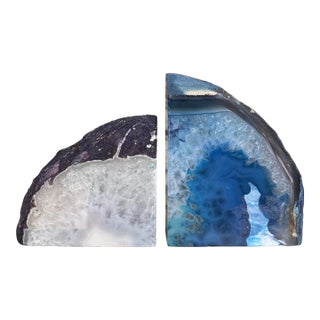 Vintage Natural Agate Book Ends Made in Brazil - a Pair For Sale