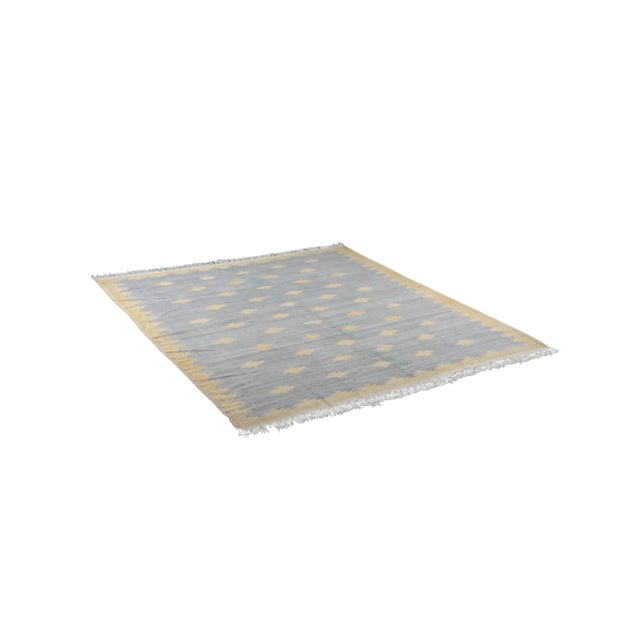 Traditional Vintage Dhurrie Rug in Blue With Geometric Pattern in Blue With Beige-Brownfrom Rug & Kilim For Sale - Image 3 of 6