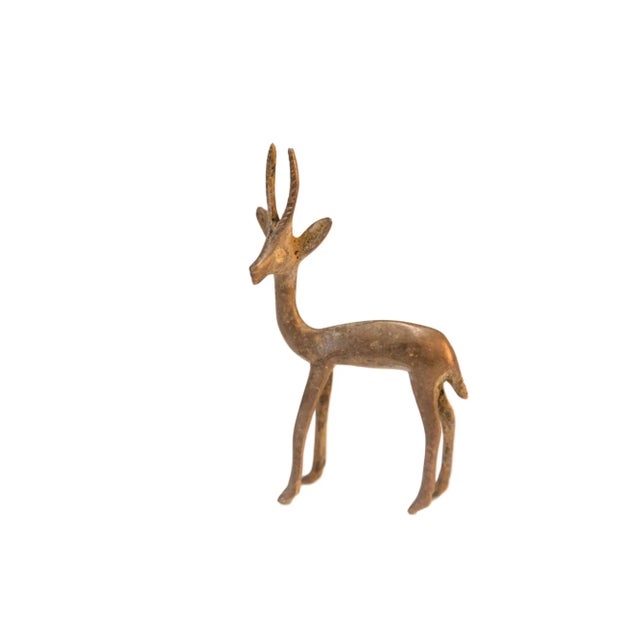 Vintage African Golden Patina Mixed Metal Gazelle For Sale - Image 9 of 9
