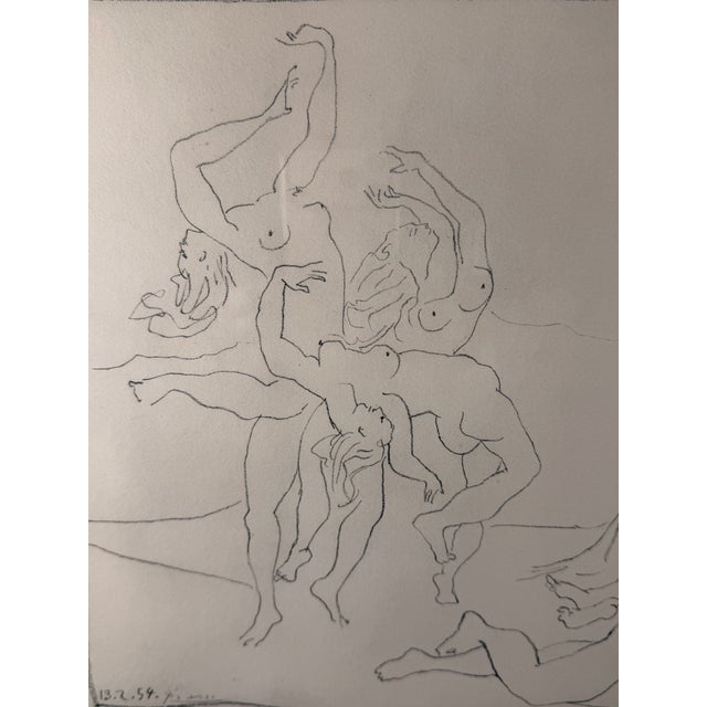 Pablo Picasso Pablo Picasso (1881-1973) "Danses," 1954 Lithograph on Arches Wove Paper, Numbered 27/100 in Pencil. Signed and Dated "13.2.54. Picasso" in the Plate. For Sale - Image 4 of 6