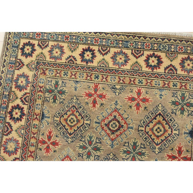 Kazak Rug 3’11” X 6′ Gray Wool Tribal Hand-Knotted Oriental Carpet For Sale In Philadelphia - Image 6 of 12