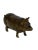 A brass vesta match case in the shape of a pig A small vesta match case in brass. The small pig has a head that comes down...