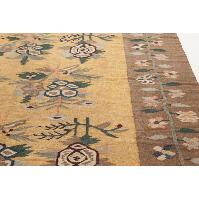 Rustic European 1920s Bessarabian Floral Rug For Sale - Image 3 of 3