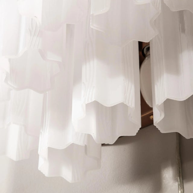Pair of Mid-Century Modernist Opaline Two-Tier Stepped Tronchi Sconces For Sale - Image 12 of 12