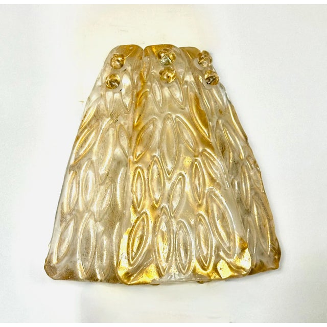 Gold Single Murano Glass Clear & Gold Leaf Wall Sconce For Sale - Image 8 of 12