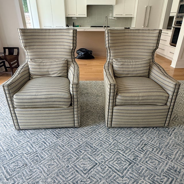 Pair Duralee Swivel Chairs For Sale - Image 12 of 12