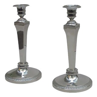 Pair of Empire Period Silver Candlesticks England circa 1820 For Sale