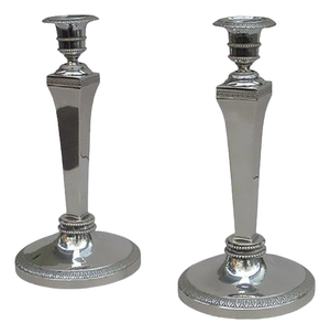 Pair of Empire Period Silver Candlesticks England circa 1820