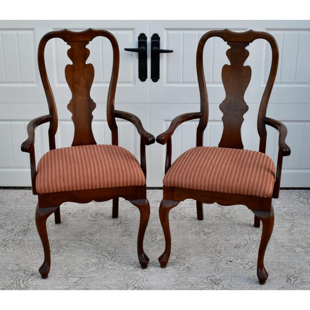 Queen Anne Vintage Set of Six Solid Cherry Queen Anne Style Dining Chairs For Sale - Image 3 of 13