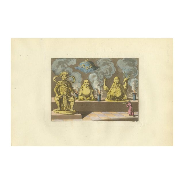 Chinese Religious Figures and Temple Statues – Ferrario Costume Series, 1815 This striking hand-colored copperplate...