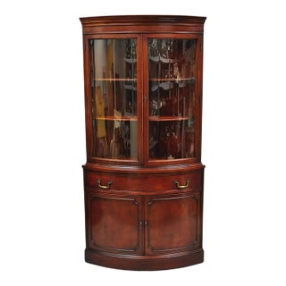 Vintage Morganton Duncan Phyfe Mahogany Bow Front Corner China Cabinet Curio For Sale