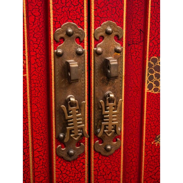 Brown Chinese Painted Chest of Drawers in Brass For Sale - Image 8 of 12
