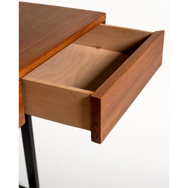 Teak and Black Painted Metal Desk, Europe, 1960s For Sale - Image 6 of 9