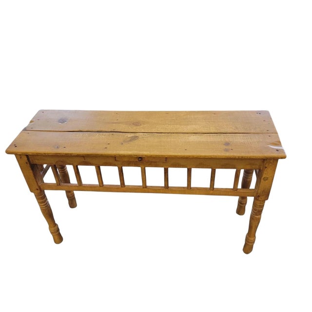 Rustic Pine Wood Console Table with small draw. Farmhouse Style Measure approx. 54" long x 31 3/4" tall x 17" deep Gaped...