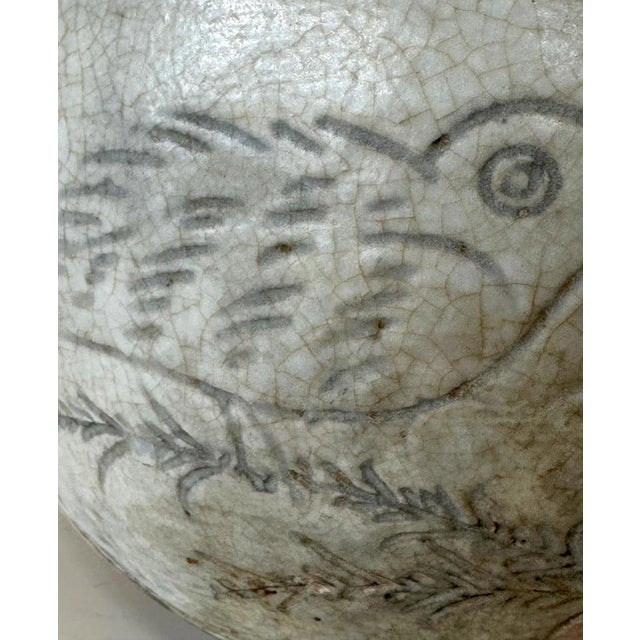 Traditional Antique Korean Buncheong Flat Bottle Vase with Incised Designs For Sale - Image 3 of 12