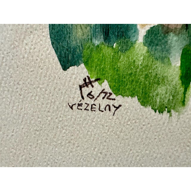 Henry Emil Salloch Original Watercolor on Paper Vézelay, France. 1972. For Sale In Atlanta - Image 6 of 8