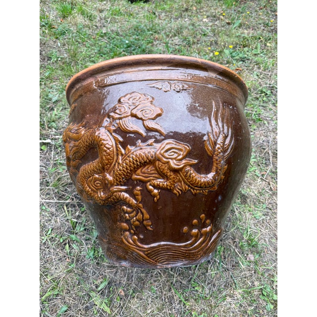 Ceramic Vintage Chinese Dragon Planter For Sale - Image 7 of 8