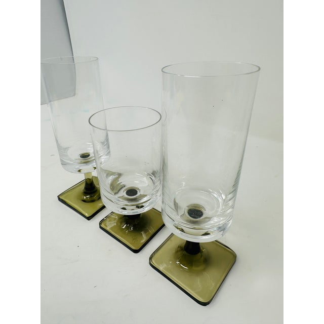 Rosenthal Studio Line Rosenthal Berlin Linear Smoke Crystal Stemware - Set of 3 - Design by George Butler Jensen For Sale - Image 4 of 11