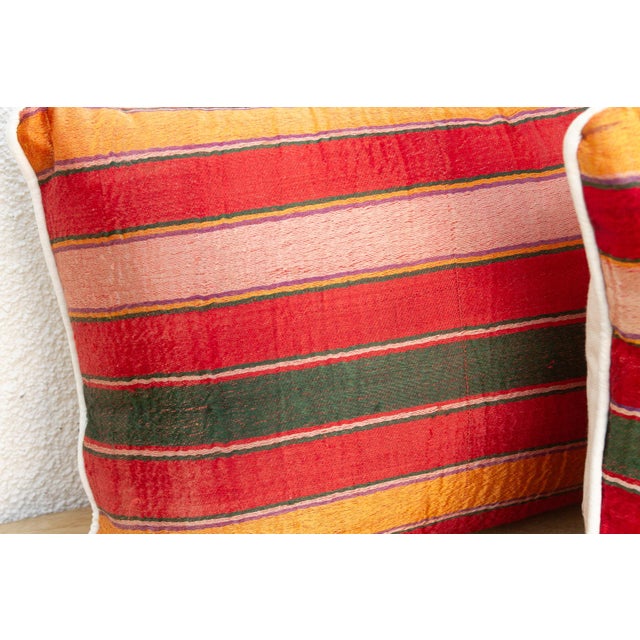 Pair of Mandvi Mashru Lumbar Pillows For Sale In Los Angeles - Image 6 of 9