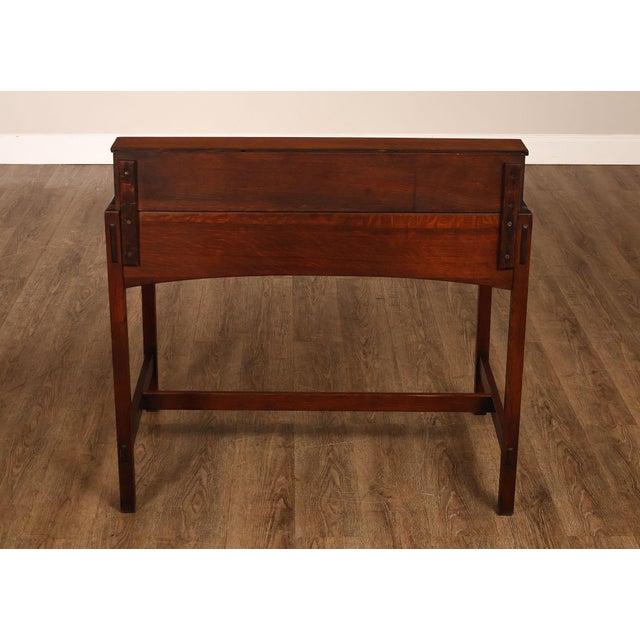 Limbert Antique Arts & Crafts Oak Writing Desk #492 1/4 For Sale - Image 16 of 18