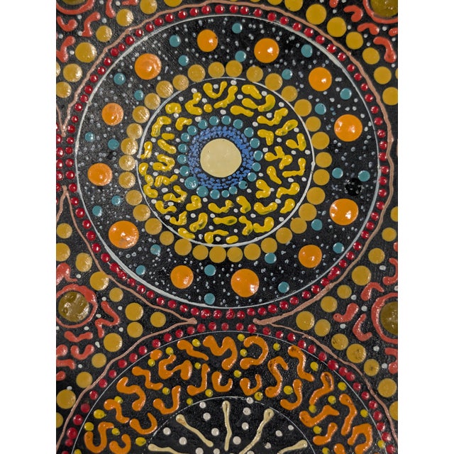 Kepingke Art Hand-Painted Australian-Inspired Dot Art Ceramic Plate For Sale - Image 4 of 6