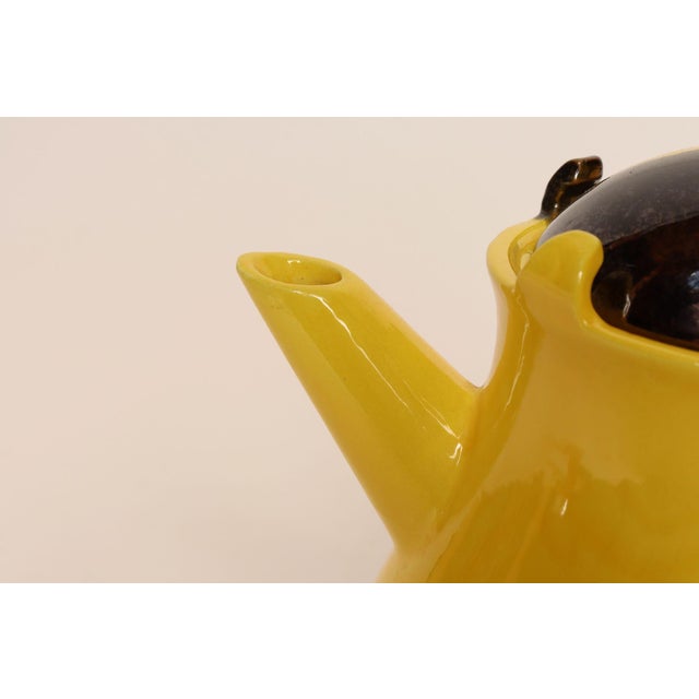 Vintage Vallauris Two Tone Gray and Yellow Ceramic Teapot by Auguste Lucchesi For Sale - Image 13 of 17