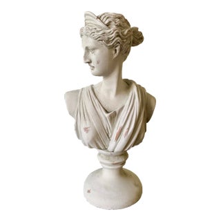 Classical Plaster Bust of Goddess Diana Sculpture For Sale