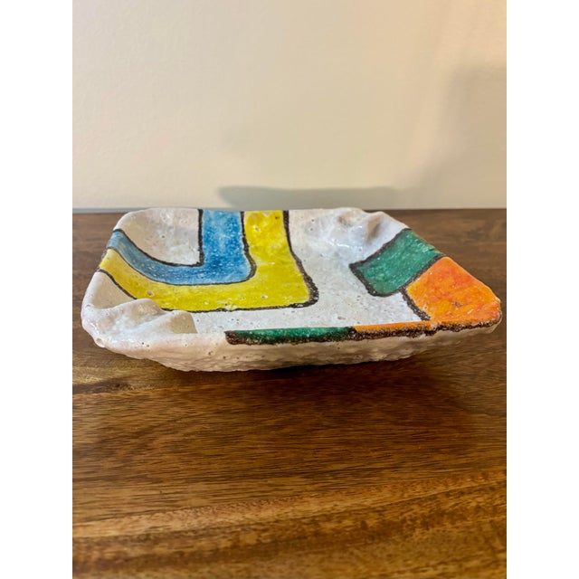 Mid-Century Modern 1950s Early Aldo Londi for Raymor Ceramic Volcanic Glaze Ashtray, Italy For Sale - Image 3 of 6